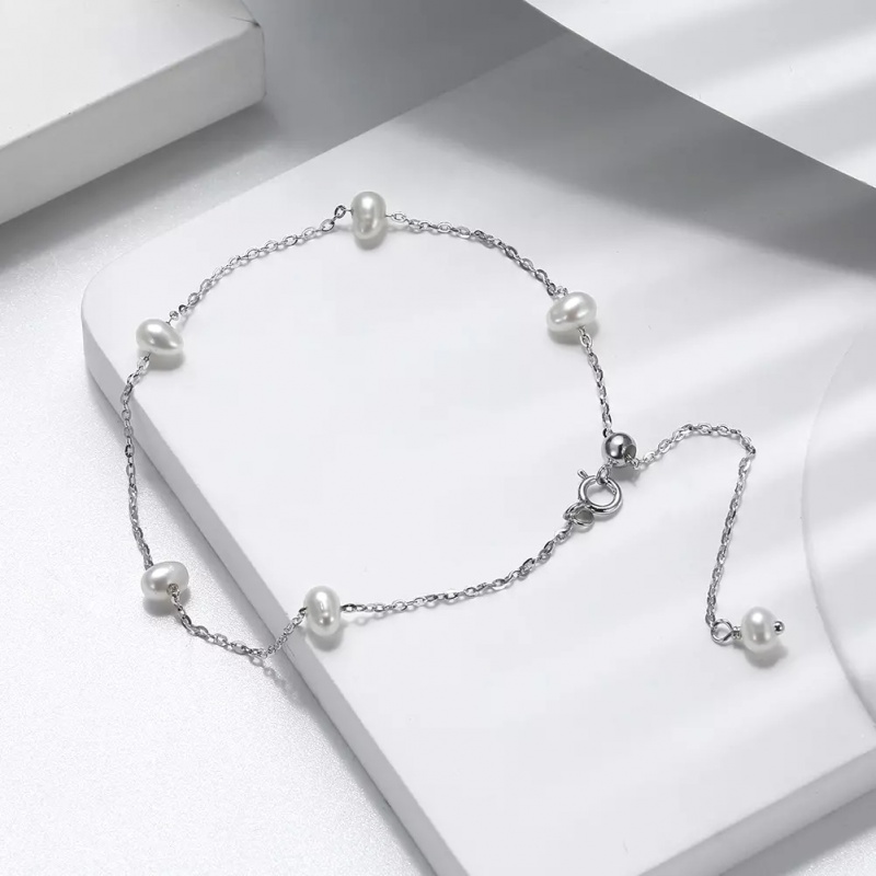 Brăţară perlă de cultură albă 4,5-5mm, lungime 20+5cm