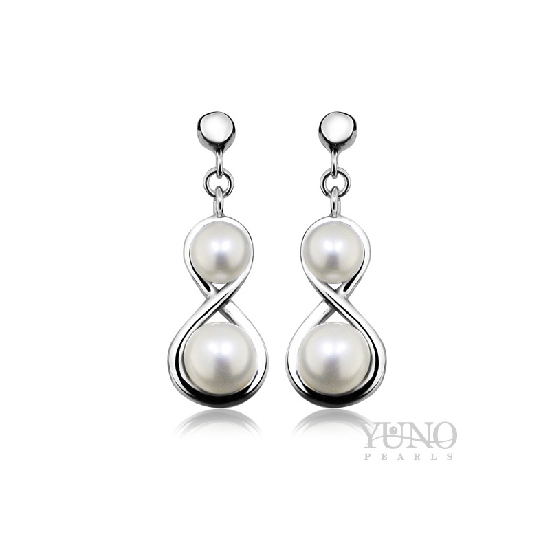 Cercei din argint 925, perle albe 4-5mm și 5-6mm