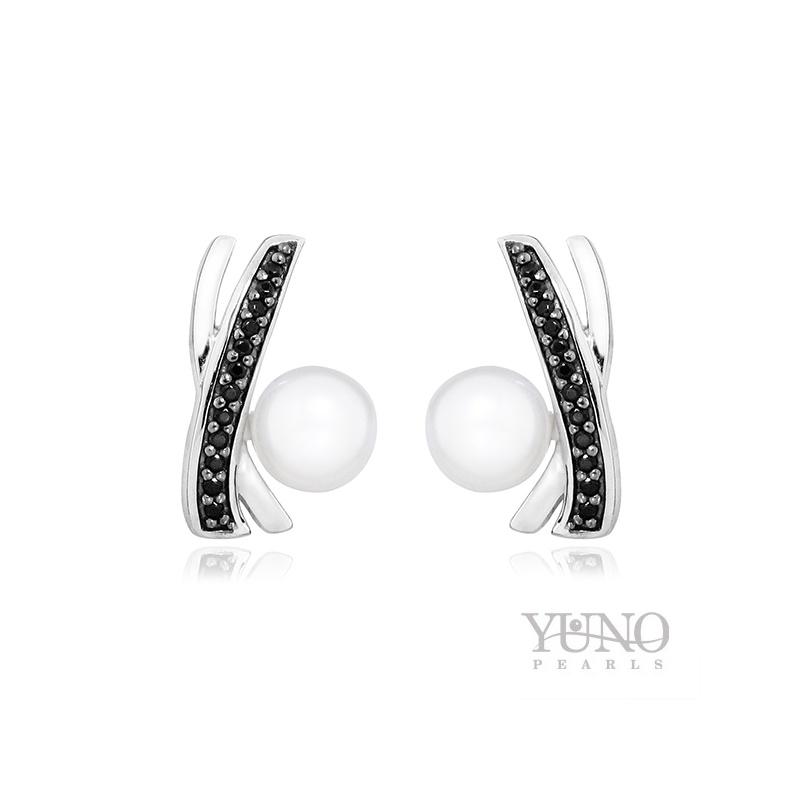 Cercei din argint 925, perle albe, 6-7mm