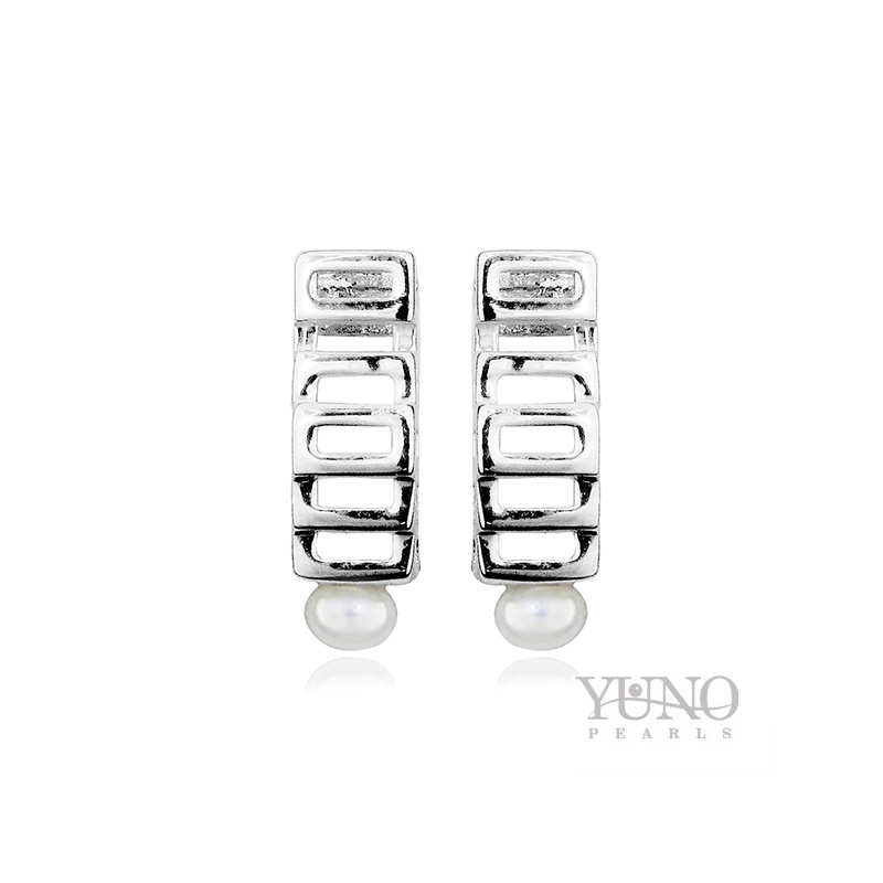 Cercei din argint 925, perle albe, 2-4mm
