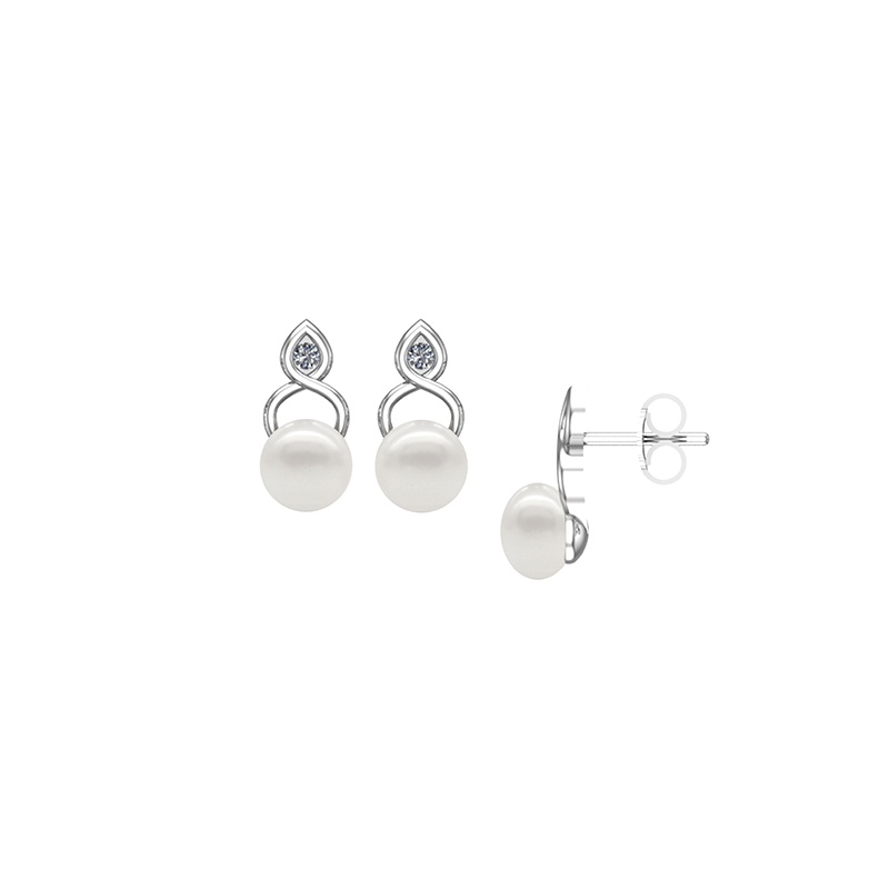 Cercei din argint 925 cu perle albe 7-8 mm