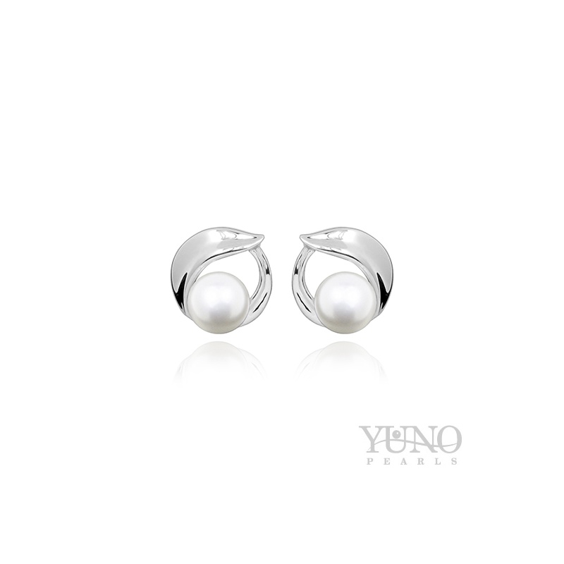Cercei din argint 925, perle albe, 6-7mm