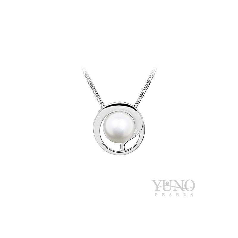 Padantiv din argint 925, perle albe, 8-9mm