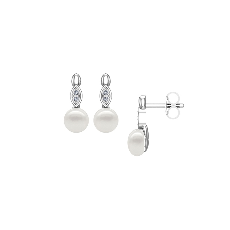 Cercei din argint 925 cu perle albe 6-7 mm