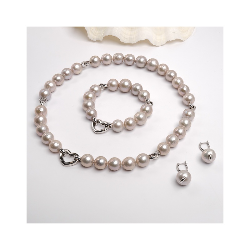 Set de colier, brățară și cercei cu perle Edison, 49/20 cm