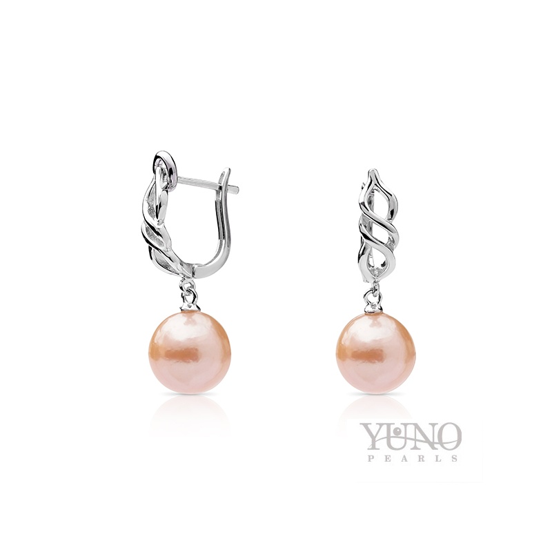 Cercei din argint 925, perle baroc roz, 13-14mm