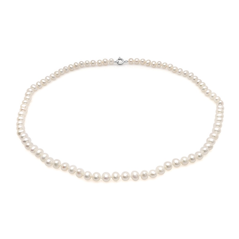 Colier cu perle albe 4-5mm, 41/43 cm