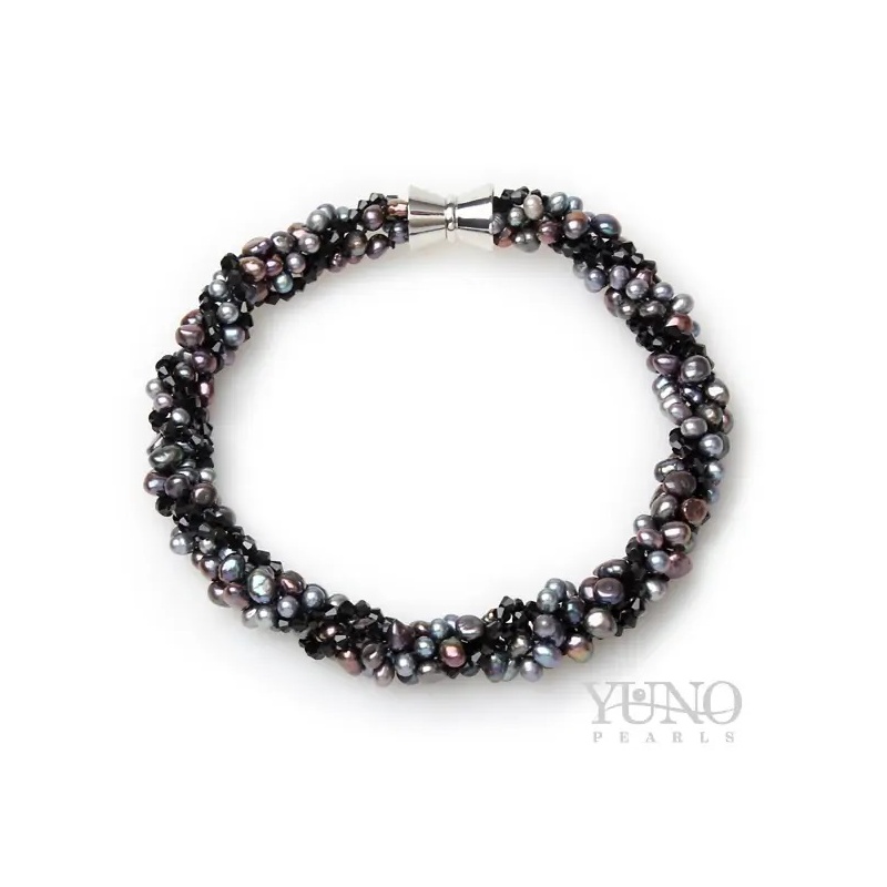 Colier cu perle si onix fațetat, 48cm