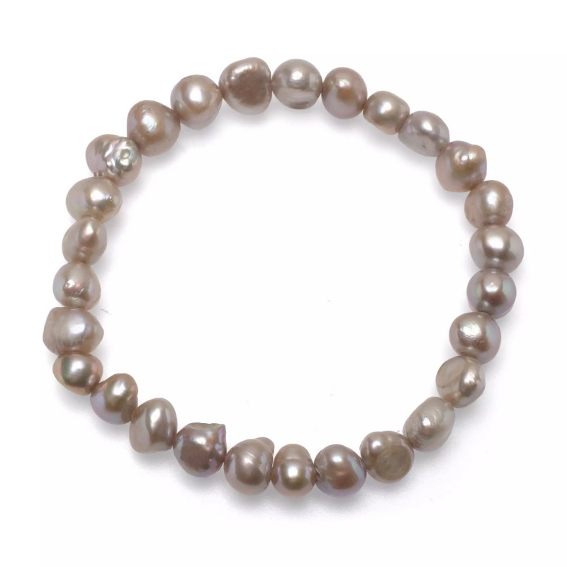 Brățară cu perle de cultură bej asimetrice, 6-7 mm, 19 cm