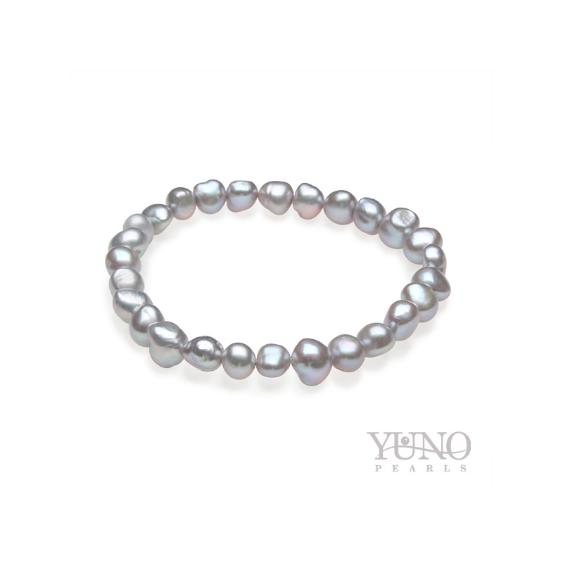 Brățară cu perle gri asimetrice, 6-7mm, 19cm