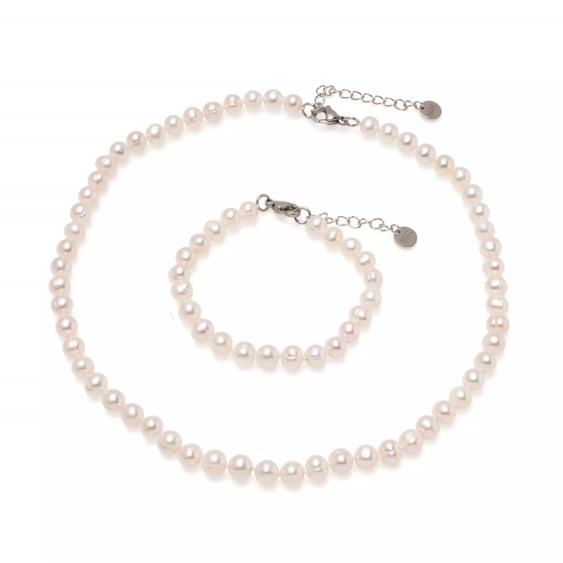 Set șirag și brățară perle de cultură 7-8 mm