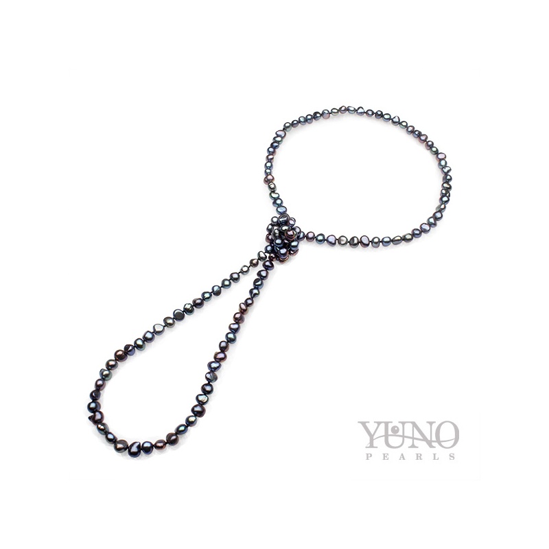 Colier cu perle întunecate, 6-7mm, 100cm