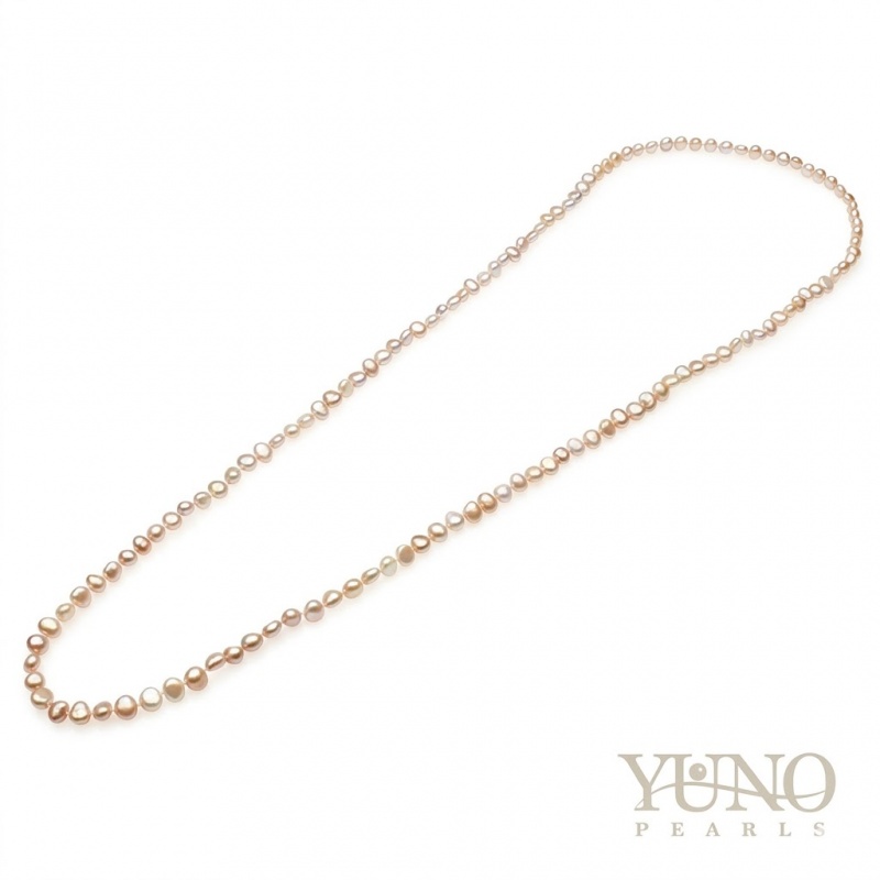 Colier cu perle roz, 6-7mm, lungime125cm