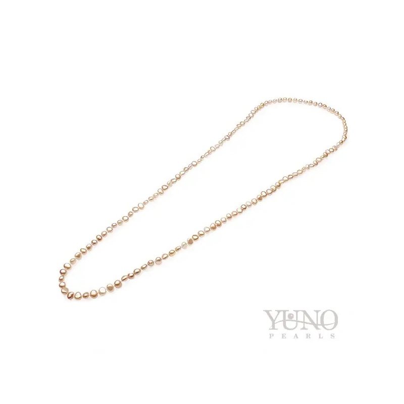 Colier cu perle roz, 6-7mm, 100cm