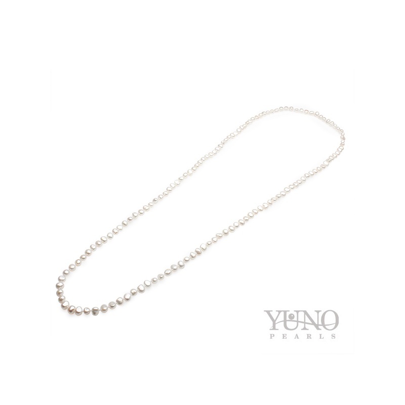Colier cu perle alb, 6-7mm, 100cm