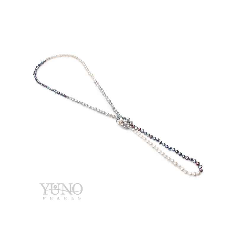 Colier cu perle mixte asimetrice, 6-7 mm, 125 cm