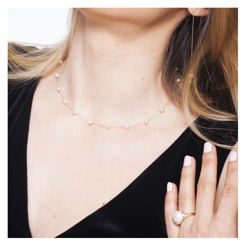 Colier din aur 18K cu perle albe 4.5-5mm