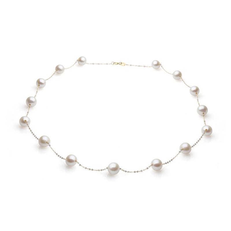 Colier din aur 18K cu perlă albă 7-8 mm, 40 cm