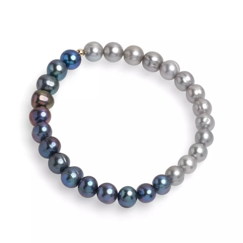 Brățară cu perle de cultură culoare închisă 7-8mm. Elastic