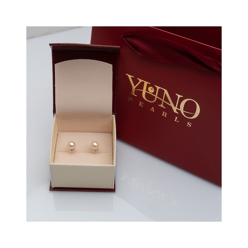 Cercei aur 14K cu perle albe 8mm