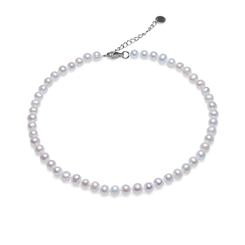 Colier cu perle de cultură albe 8-8,5mm. Lungime 43+5 cm