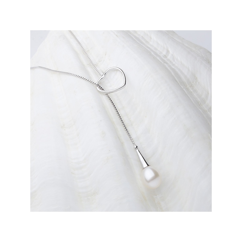 Colier din argint 925, perle albe, 8-9mm