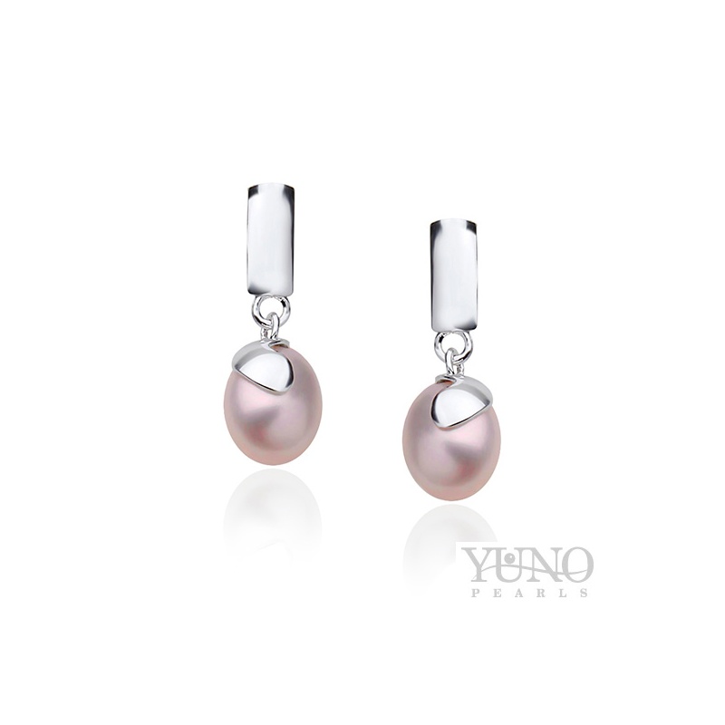Cercei din argint 925, perle mov, 8-9mm