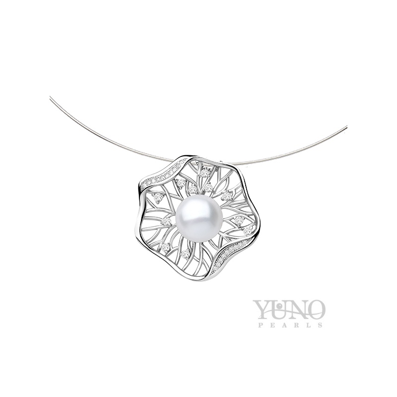 Pandantiv din argint 925, perle albe, 11-12mm