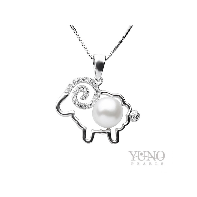 Pandantiv din argint 925, perlă albă, 6-7mm, zirconiu