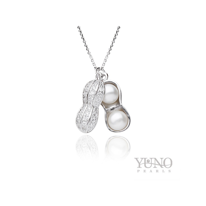 Висулка сребро, бели перли, 6-7мм