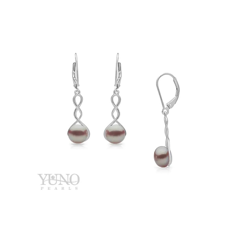 Cercei din argint 925, perle de cultura mov pal 7-8mm