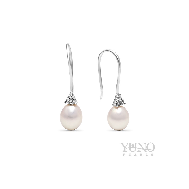 Cercei din argint 925, perle albe, 7-8mm
