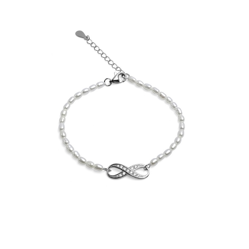 Brățară cu perle albe 2-4mm, închizătoare argint 925