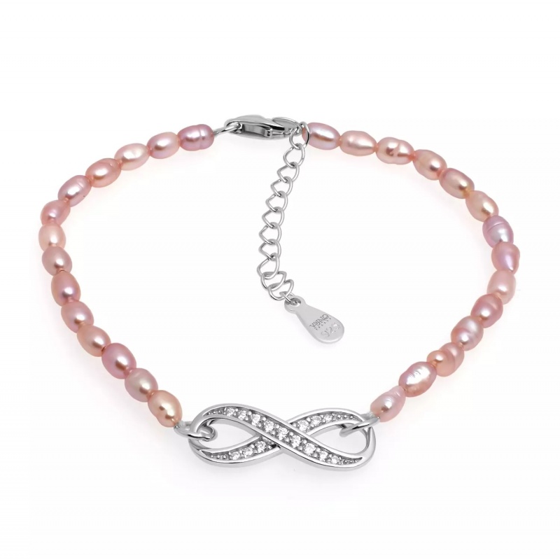 Brățară cu perle de cultură mov pal 2-4mm, închizătoare argint rodiat