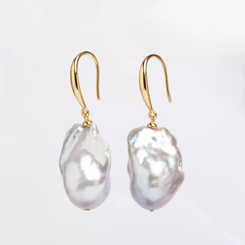 Cercei perle de cultură gri baroc 13-16 mm