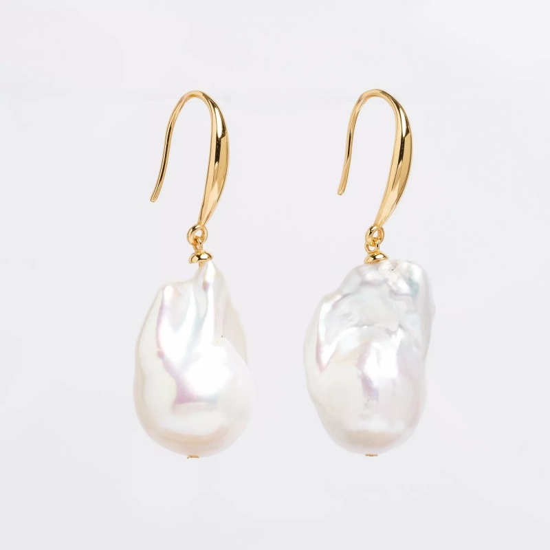 Cercei perle de cultură albe baroc 13-16 mm