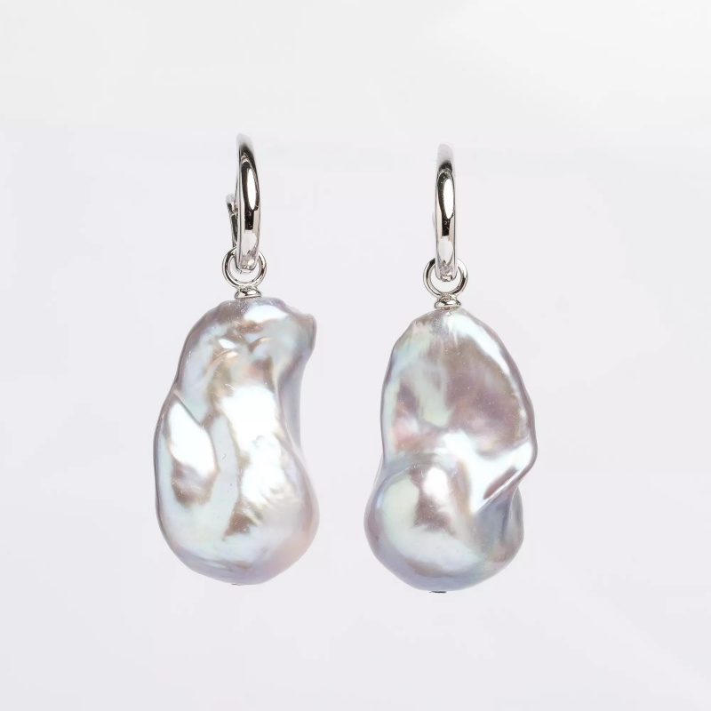 Cercei perle de cultură albe baroc 13-16 mm