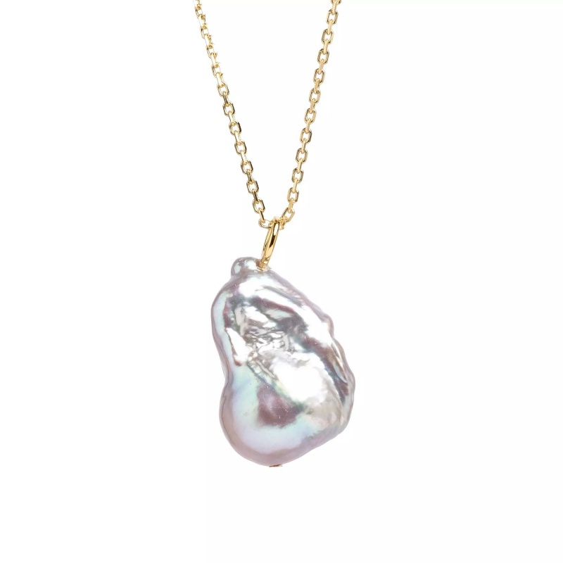 Pandantiv perlă de cultură gri 13-16 mm. Lungime lanțișor 43 cm