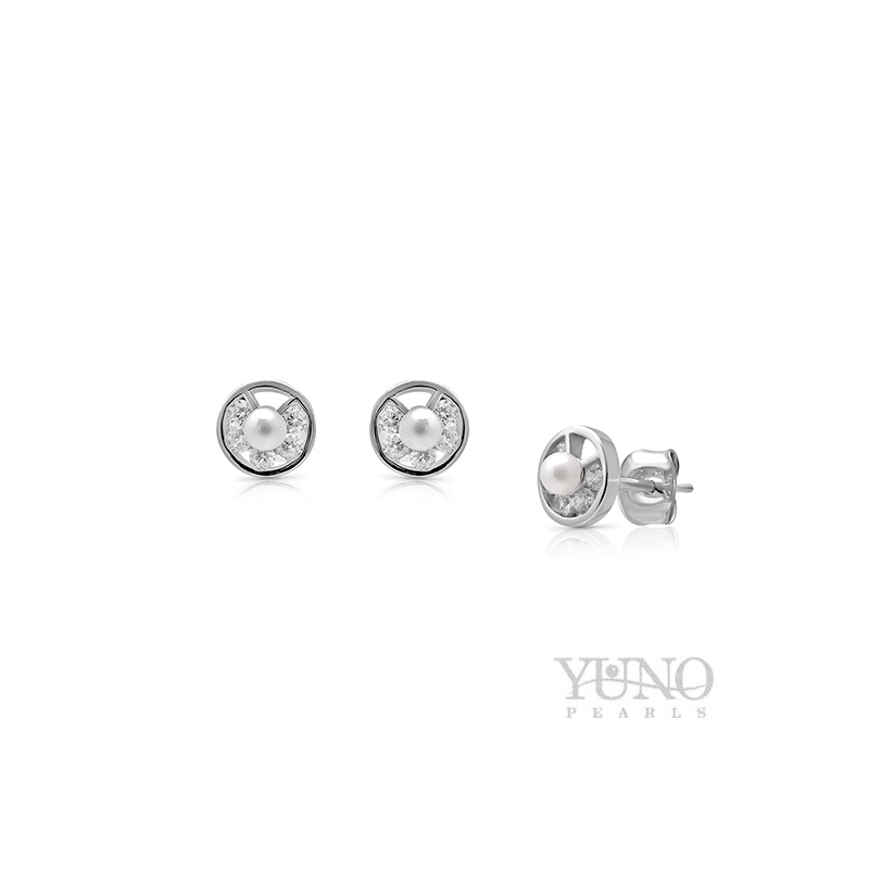 Cercei din argint 925, perle albe, 2-5mm, zorconii