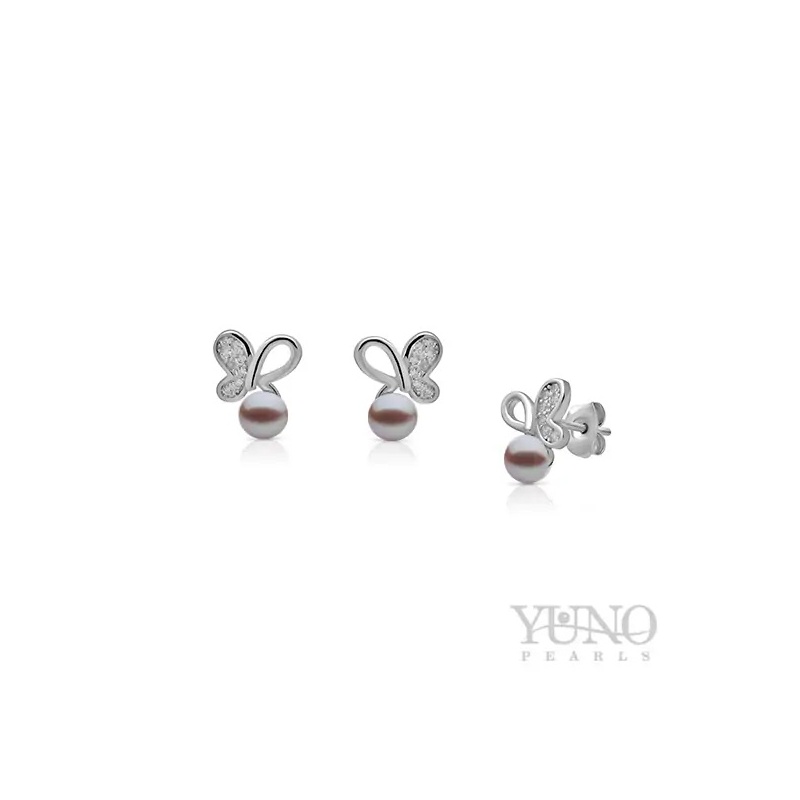 Cercei din argint 925, perle de cultură mov de 3,5-4mm. Şurub