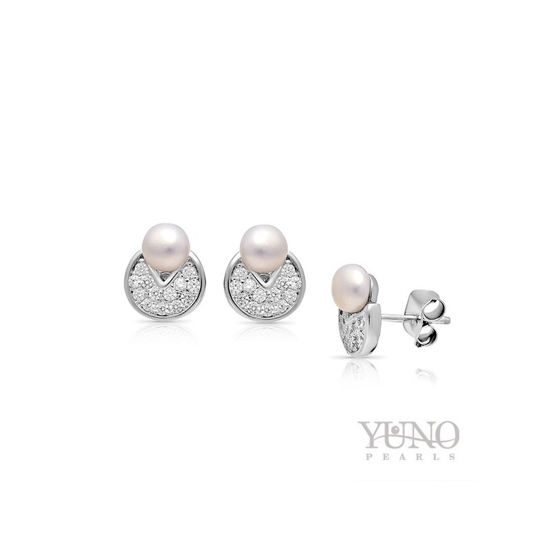 Cercei din argint 925, perle albe, 4-5mm