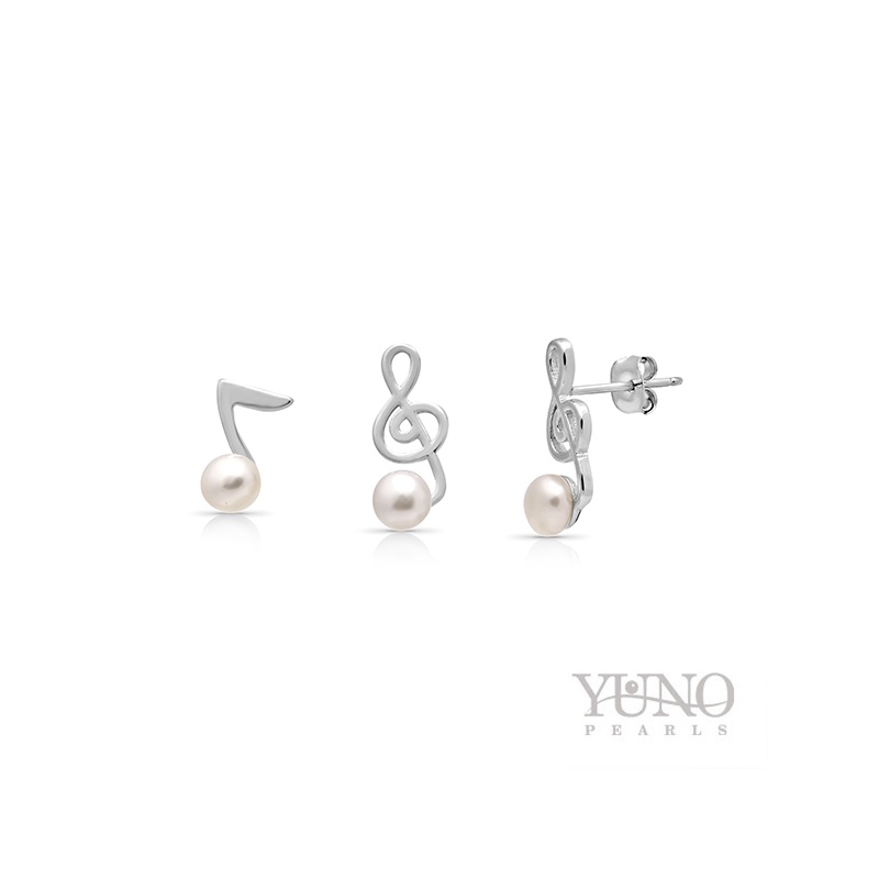 Cercei din argint 925, perle albe, 4-5mm