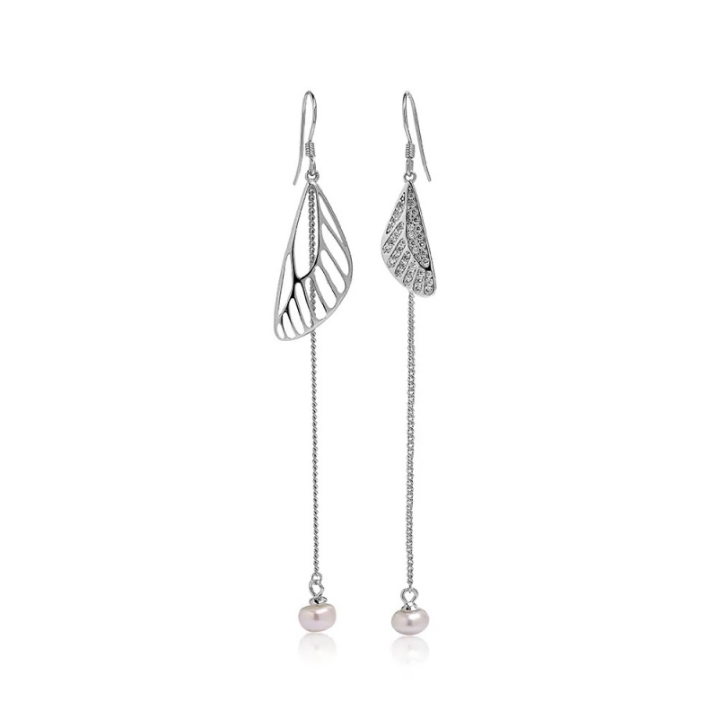 Cercei argint 925, perle albe 6.5mm