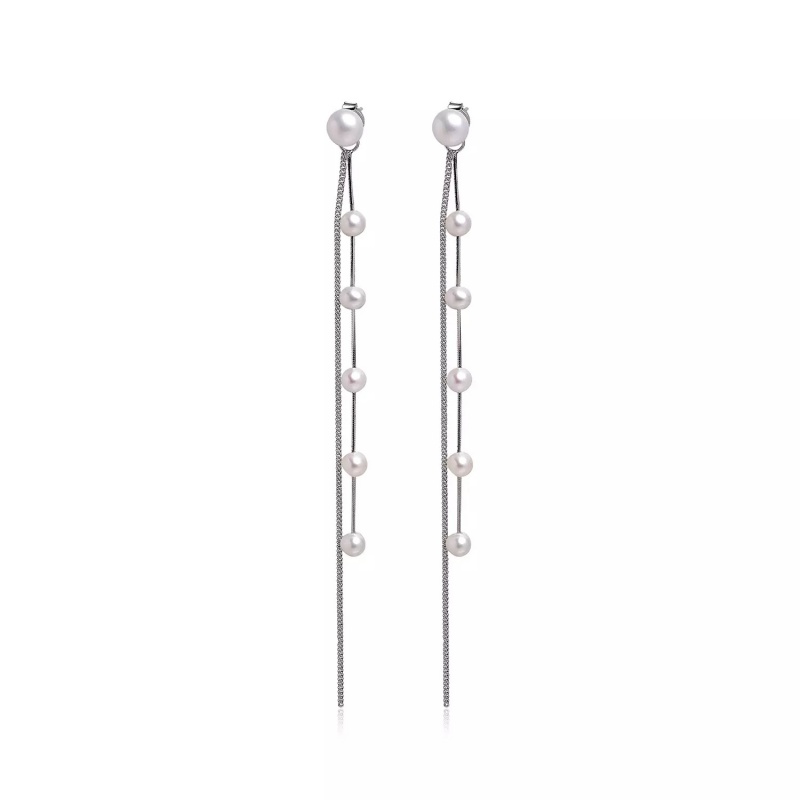 Cercei argint perle de cultură albe 4.5–6 mm