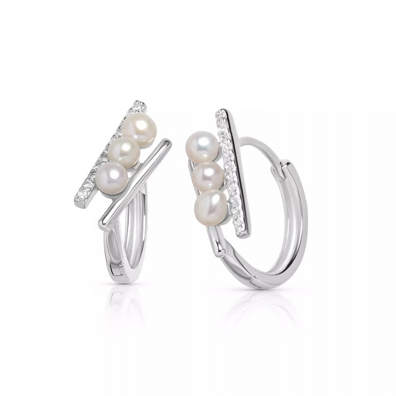 Cercei argint perle de cultură albe 3-4 mm