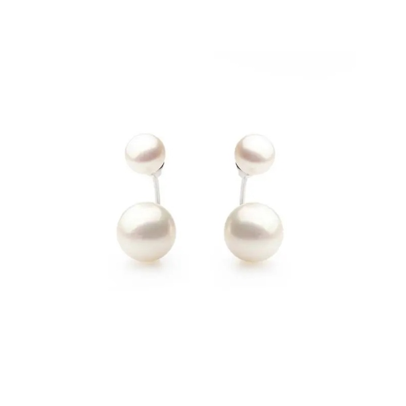 Cercei argint cu perle albe 8-9mm și 12-13mm