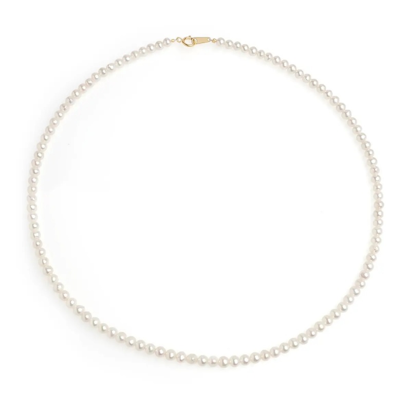 Șirag perle de cultură albe sfere aprox.3.5-4mm, închizătoare aur galben 18K, lungime 42cm.