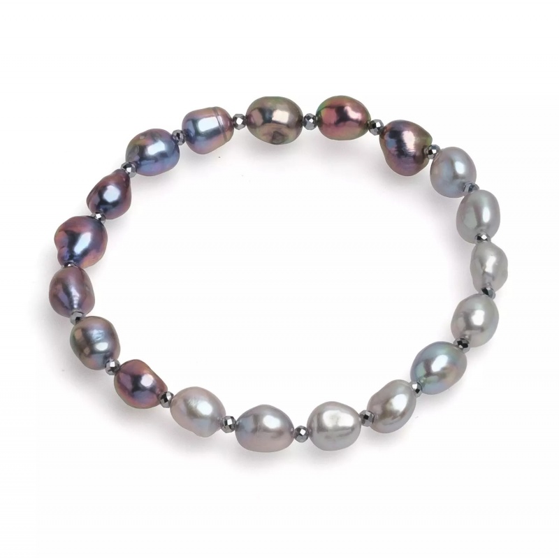 Brățară cu perle colorate 6-7 mm, hematit, elastic, lungime 18 cm