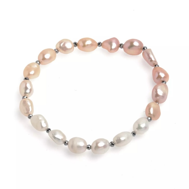 Brățară cu perle colorate 6-7 mm, hematit, elastic, lungime 18 cm