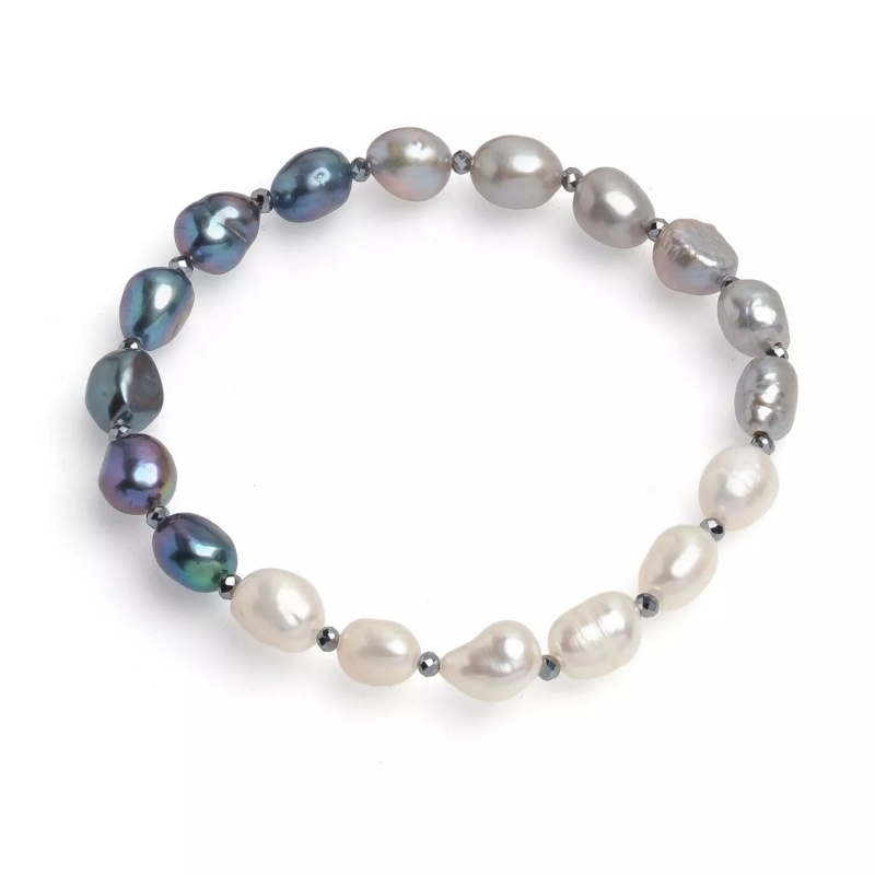 Brățară cu perle colorate 6-7 mm, hematit, elastic, lungime 18 cm